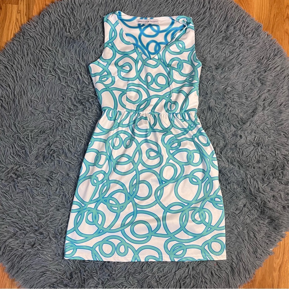 Gretchen Scott Designs Blue and White Mini Dress